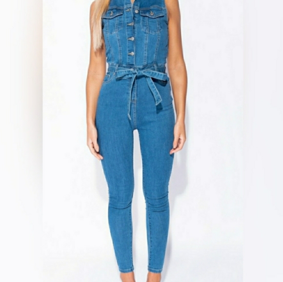 ONE LEFT ❤Do It In Denim Button Up Jumpsuit - Picture 7 of 8
